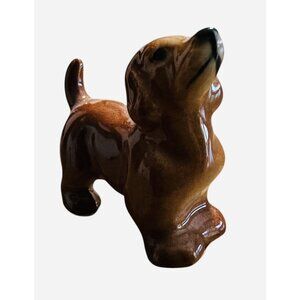 VINTAGE  Miniature DACHSHUND PORCELAIN FIGURINE, HAND PAINTED Hagen?‎
